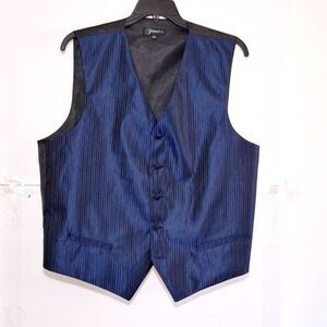 Ferrecci Int Men's Suit Vest Prom Wedding Silky Formal  Striped Blue 4X